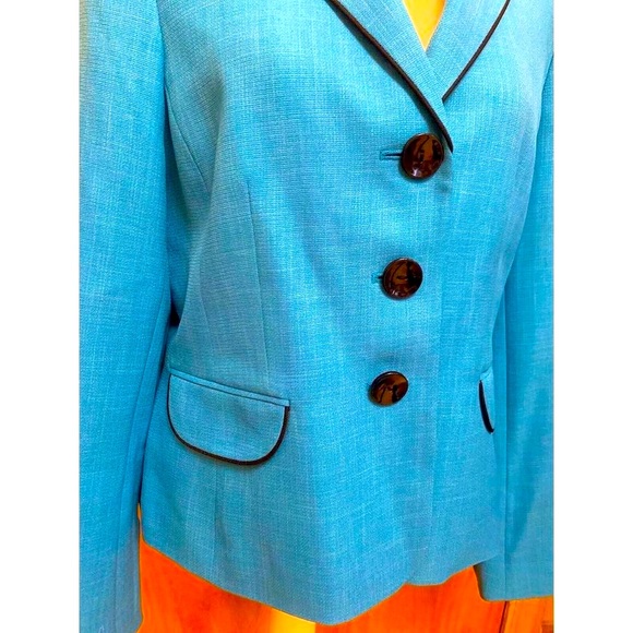 Evan Picone Blazer Women’s 10 Teal Blue Professional Suit Separates Jacket Lined - Picture 4 of 12